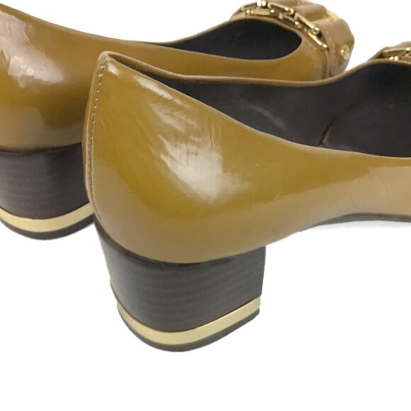 Tory Burch Martha Chain Link Block Heel Pump Patent Leather Heels - Picture 6 of 13